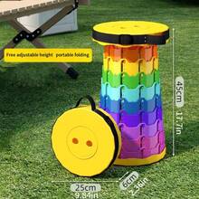 Outdoor Retractable Rainbow Stool Portable Chair Adjustable Rainbow Retractable Stool Fishing, Picnicking, Camping, Sketching, Train Queuing Retractable Folding Rainbow Stool Carefully Selected Outdoor Rainbow Folding Stools, Adjustable Rainbow Telescopic Stools