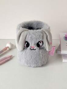 1个卡通猫毛绒笔筒学生高颜值桌面文具女生宿舍装饰收纳筒摆件 - 彩色 - 查看 18