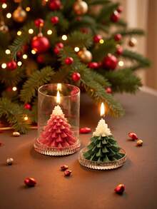 1 pieza/1 set Vela de Navidad, Vela de Aromaterapia, Vela con forma de árbol de Navidad, para decoración navideña, decoración del hogar, fiesta, regalo ideal, decoración navideña, decoración de habitación, boda romántica, cena a la luz de las velas, fiesta de cumpleaños, cena de fiesta, decoración de mesa familiar, regalos de Navidad