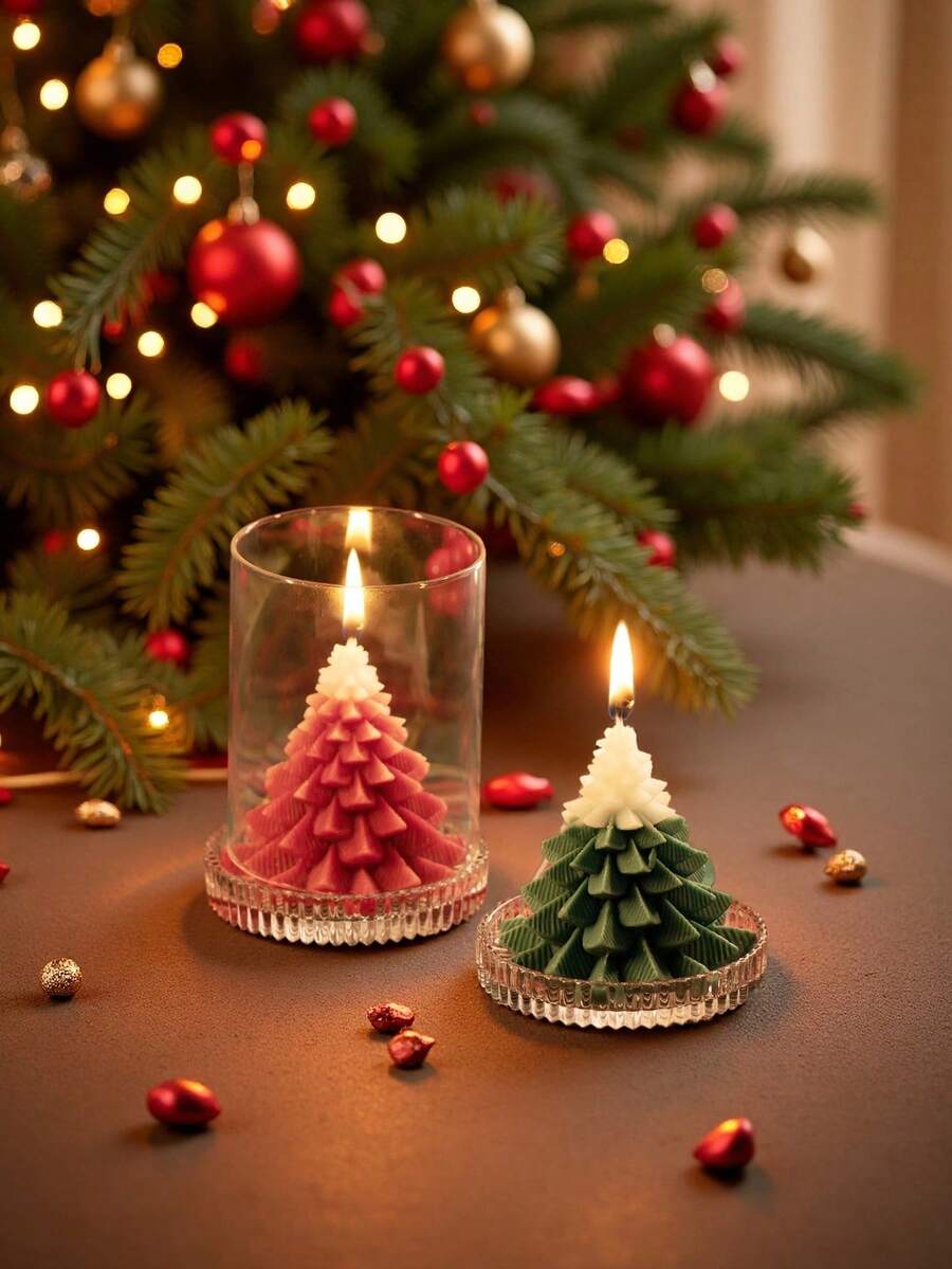 1 pieza/1 set Vela de Navidad, Vela de Aromaterapia, Vela con forma de árbol de Navidad, para decoración navideña, decoración del hogar, fiesta, regalo ideal, decoración navideña, decoración de habitación, boda romántica, cena a la luz de las velas, fiesta de cumpleaños, cena de fiesta, decoración de mesa familiar, regalos de Navidad