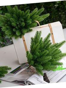 10 Stücke künstlicher Kiefernnadel-Baumzweig Kranz - Realistischer grüner Miniatur-Kiefernnadel-DIY-Weihnachtsbaum-Deko, Fotografie-Requisite, Weihnachtsbaum-Füllzweig, grüne Pflanze, künstlicher Kiefernnadel-Zweig, Weihnachtsgrün, Tannenzweig für Weihnachtskranz-Dekoration, DIY-Kranz, Weihnachtsdekoration und Garten Künstliches Grün