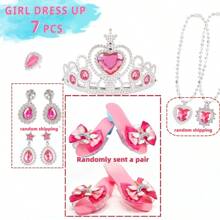 公主珠宝精品装扮和优雅鞋子，角色扮演的时尚配饰，包括皇冠、项链、戒指，适合作为 3 4 5 6 岁女孩、儿童和幼儿的派对礼物和圣诞礼物，也适合作为情人节和新年礼物 - 彩色 - 查看 13