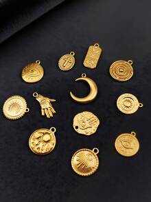 1pc Minimalist Geometric Stainless Steel 18K Gold Plated Pendant Necklace, DIY Jewelry Accessory