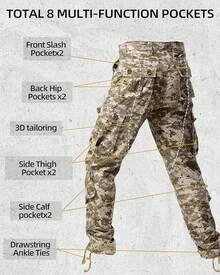 Men's Casual Cargo Pants Military  Camo Pants Combat Work Pants With 8 Pockets-20256688 - Desert Camo - View 8
