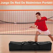 AdooAdii Juego de Red de Bádminton Portátil de Altura Ajustable, Red de Tenis Pickleball con Soporte Postes Red Deportiva de Poliéster, Montaje Rápido Jardín Patio Playa 5.18x1.55M - 1 - Ver 2
