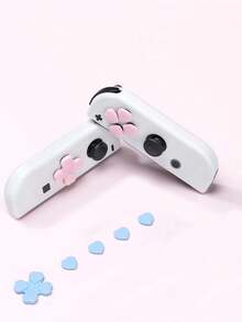 GeekShare 10pcs Pink & Blue Cat Paw Silicone Directional Buttons And ABXY Button Caps Compatible With Nintendo Switch/OLED Joy-Con - 粉藍 - 查看 8