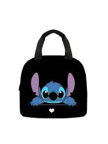 Bolsa escolar estampada con puntada, bolsa de comida con puntada, bolsa de almuerzo, bolsa escolar de anime Kawaii de dibujos animados para niños y niñas, bolsa aislada con hielo, bolsa de picnic diagonal, diseño escolar divertido y con estampado de patchwork y elegante