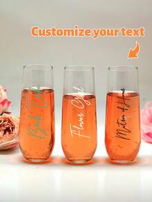 1/6/12 piezas Copas de champán personalizadas para damas de honor con etiquetas de cristal, adecuadas para regalos de damas de honor, copas de boda, despedida de soltera, ducha nupcial, regalos de propuesta - Multicolor - Ver 1