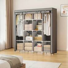便携式衣柜，衣物收纳柜，3-4层大容量简约衣柜，卧室衣柜，家用布艺衣柜，适用于出租房/宿舍，衣物收纳，坚固耐用组装式布艺衣柜 - 彩色 - 查看 8