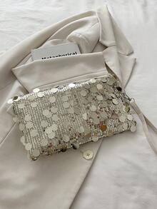 1 buc 2025 Noua geantă de mână cu paiete, poșetă de mână pentru femei la modă, pentru petrecere, întâlnire, cumpărături, seară - Aur - Vizualizare 7