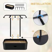 Jewelry Holder Organizer, Jewelry Display Stand With Metal Holder And Plastic Tray, Black Double-Layer