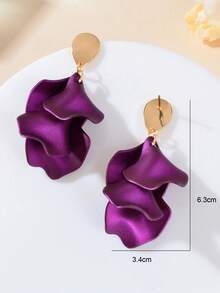 1 Đôi bông tai mặt dây chuyền hình cánh hoa màu tím lãng mạn, quà tặng đính hôn, phụ kiện trang sức cho các buổi gặp gỡ xã giao. - Màu tím - Xem 4