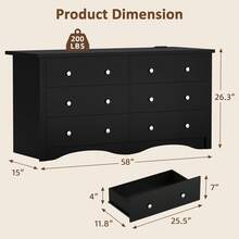 Furniwell Dresser With Power Outlet, 6 Drawers Dresser For Bedroom, Modern Chest Of Drawers, Wooden Dressers, TV Stand For Living Room,Closet, Hallway - Xem 3