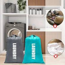 1 Storage Bag With Drawstring Closure, Large Capacity, Sturdy, Foldable, Easy To Carry, Very Suitable For Family, Travel, And Dormitory - Màu xanh lam - Xem 9