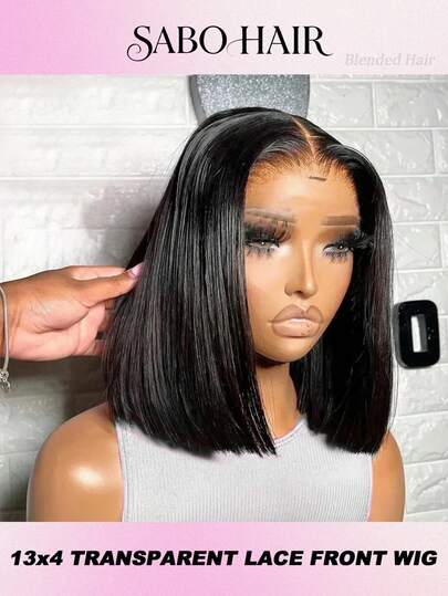 200% 密度 14 英寸高清 13x6 蕾丝前额短直波波头假发，巴西原生发，5x5 即戴即走，预剪裁，3 秒即可佩戴，无胶纤维假发，适合初学者，13x4 耳到耳蕾丝前额长发，预先拔毛，自然发际线，10-14 英寸波波头混合假发，日常佩戴