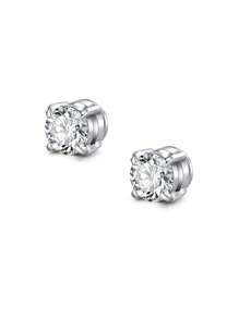 CIZME 2 件男士假耳环，女士耳钉，男士假耳环，男士夹式耳环，方晶锆石不锈钢假耳环耳钉，仿无穿孔耳环，耳夹，女士男士无穿孔身体首饰，CZ 直径 5mm-6mm