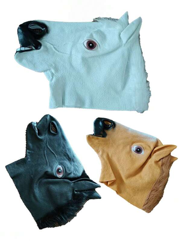 قناع رأس الحصان قطعة واحدة، مناسب للتنكر والاحتفالات المخملية، قناع رأس الحصان المضحك والغريب لحفلات هالوين، إكسسوارات وديكورات