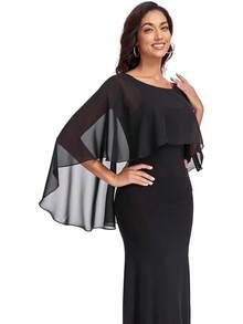 Soft Sheer Chiffon Shawl Wrap For Evening Dresses - màu đen - Xem 11