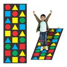 Tapete Lona Geométrica Amarelinha Infantil Psicomotor Estimula na Coordenação Motora Brinquedo Educativo Brincadeira Lúdica - Ideal para Decoração Quarto de Criança - Lona Ultra Resistente - Preto - Visão 2