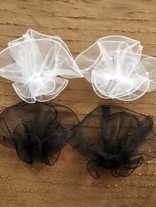 1 Pair Women's Thin Mesh Sleeve Cuffs With Pearl Decor, Wedding Accessory, Party/Event/Photo Shoot Fall Clothes For Women