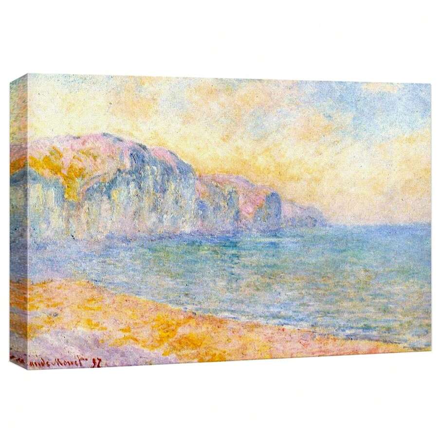 1pc Canvas Print Wall Art Cliffs At Pourville, Morning Claude Monet Nature Illustrations Fine Art Decorative Landscape Multicolor Wilderness Rustic, For, Hallway, Living Room, Apartment, Bedroom, Hotel, Studio, Bathroom, Etc, Framed, Ready To Hang. - Nhiều màu - Xem 1