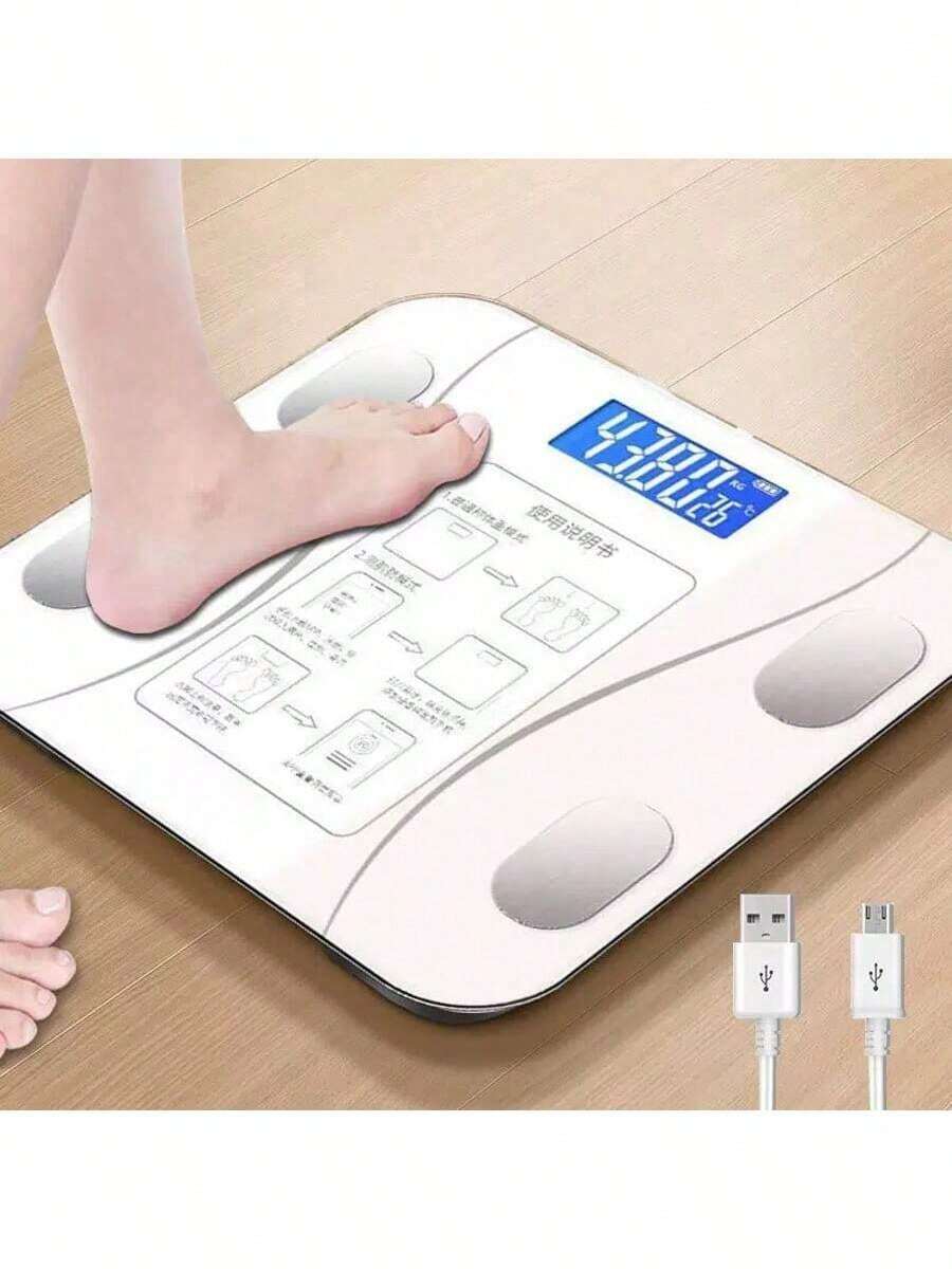 USB Bluetooth Bioimpedance Scale Body Measurement Via App Up To 140kg Weight Small Domestic Scale - LYDZC-usb-branco - View 1