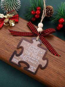 Puzzle Piece Ornament, Never Forget You Are The Piece That Made The Difference, Christmas Acrylic Ornament For Best Friend, Christmas Tree Hanging Ornament, Home Holiday Decorations, Christmas Gifts For Friends Family With Bow Lanyard Home Decor Christmas Decorations Room Decor