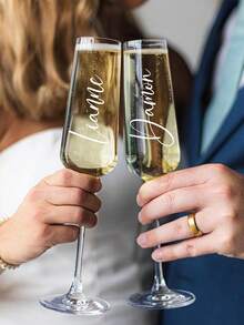 1/6/12pcs Custom Personalized Wedding Crystal Sticker, Customizable With Exclusive Text, Suitable For Wedding Glass, Bachelor Party Champagne Glass Sticker Gift - Multicolor - View 3