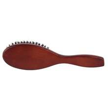 Wooden Boar Soft Natural Bristles 8.66" Oval Hair Brush, Detangling, Anti-Static Technology, Brown