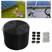 100ft Solar Panel Bird Guard Mesh - 8inch Wide 0.5in Grid PVC Coated Iron Wire With 70 Clips, Anti-Bird Rodent Proof Protection Net For Roof Solar Systems (Black) - Black - View 5