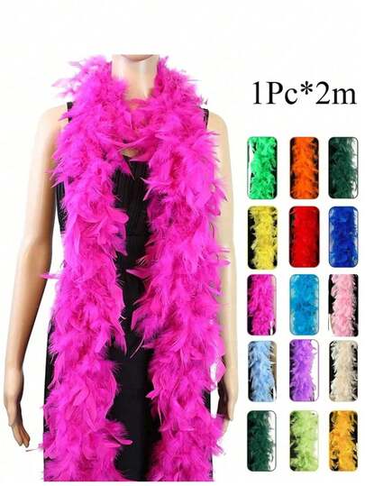 1 stuk kleurrijke kalkoenverenboa's, zelfgemaakt, voor bruiloften, dansen, films, feesten, theekransjes en kostuumdecoraties uit de jaren 80, meisjes en dames (handgemaakt, veren zullen er een beetje afvallen), Halloween