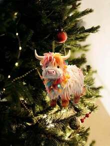 10 Pieces/Set-2025 Christmas Decorations - Double - Sided Highland Cow Acrylic Ornament, Hanging Christmas Tree Decor & Holiday Home Gift - Multicolor - View 5