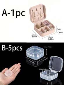1/5pcs Jewelry Box, Small PU Leather Travel Jewelry Organizer, Double-Layer Portable Mini Jewelry Display And Storage Case, Suitable For Earrings, Rings, Necklaces, Bracelets, Nail Art, Mother's Day Gift, Christmas Gift, Halloween Gift, Girl's Gift