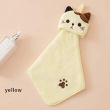 1 Super Soft Coral Fleece Cute Hand Towel, Cat Towel, Household Absorbent Kitchen Towel, Lazy Dish Towel, Bathroom Accessories