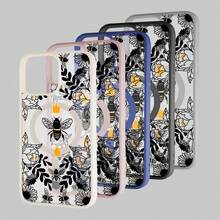 Bienen Muster Handyhülle dekoriert mit Krone und Tropfen Design geeignet für X/XS  XSMAX 11/11Pro/11promax 12/12pro/12mini/12promax 13/13mini/13pro/13promax 14/14Plus/14pro/14promax 15/15Plus/15pro/15promax 16/16plus/16ro/16promax Modelle stoßfesten Schutz. Sehr geeignet als Geschenk für Familie, Freunde, Kinder, Geburtstage, Frühlingsfest, Feste, Freunde und Freundinnen sowie zum Valentinstag.