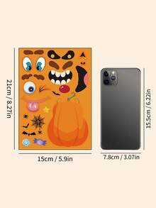 1/6/12 Stück Halloween Kürbis Aufkleber, Halloween Party Zubehör, Halloween Dekor Aufkleber, Halloween Dekorationen, Adventskalender, Kürbis Dekorations Aufkleber, Halloween Party Spiele