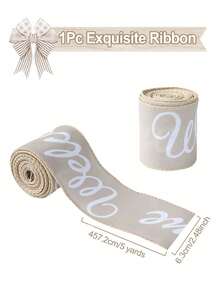 1Pc 5 Yards Farmhouse Ribbon Welcome Stripe Dot Buffalo Plaid Ribbon Wired Rustic Polyester Ribbon For Christmas Wreaths Assorted DIY Present Wrapping Floral Bow Craft Decor, Christmas Tree Decor, Christmas Decoration, Wedding Decor, Merry Christmas Decorations, Xmas Decor