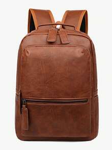 Mochila de hombre de unicolor de moda con gran capacidad y mochila de negocios sencilla para viajes de negocios, viajes de oficina, viajes de ida y vuelta, mochila juvenil con múltiples bolsillos