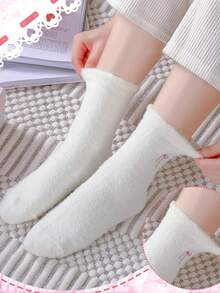 5 Paar/1 Paar Damen Schleife Flauschige Socken Winter Weiche Hausschuh Socken Kuschelig Dick Spa Zuhause Schlafen