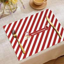 1PC Christmas Linen Table Mat Anti Slip And Heat-Insulating Holiday Decoration Tableware Mat Essential For Christmas Table Decoration