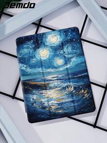 1 件梵高星空与花卉绘画图案平板电脑保护壳，兼容 iPad 10.2、iPad Pro 11 英寸 2021/2020/10 代、iPad Mini 4/5/6、Galaxy Tab A8 10.5 英寸 2022、Matepad 10.4 英寸/Tab，带铅笔槽，自动睡眠/唤醒，礼物 - 彩色 - 查看 1