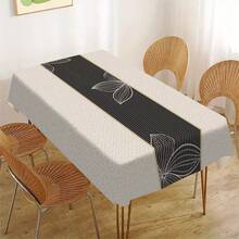 1 Piece Of Rectangular Tablecloth: Nordic-Style Tablecloth With Minimalist Linear Leaf Patterns, Made Of Polyester Fabric. It Is A Light-Luxury Table Decorative Cloth, An Ideal Choice For Home Textile Table Decoration. Washable And Reusable. Suitable For Daily Dining Rooms, Living Rooms And Theme Parties, And Can Be Used Indoors And Outdoors.