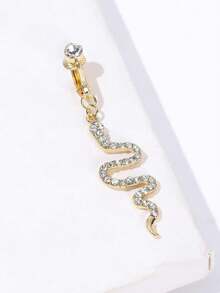 1 قطعة خاتم سرة من النحاس المرصع بالراين ستون، مجوهرات ثقب السرة الجذابة هدية للفتيات