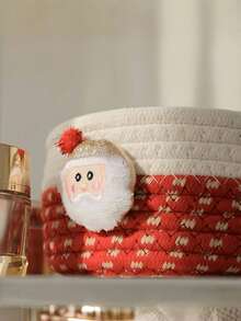 1pc Desktop Storage Basket, Christmas Decor Storage Basket, Small Items Organizer Box For Keys, Remote Controls, Suitable As Christmas Gift