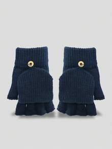 Luvas sem dedos com tampa, Feitas de fio aveludado tricotado, Adequadas para estudantes escreverem, casais pedalarem ao ar livre, looks de outono/inverno