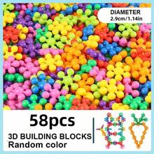 58/97/149pcs Plum Blossom 3D Snowflake DIY Building Block Set - Educational Plastic Building Toy, Creative Toy For Imagination, Halloween Gift, Back-To-School Gift, Halloween Gift, Christmas Gift, Colorful Building Blocks