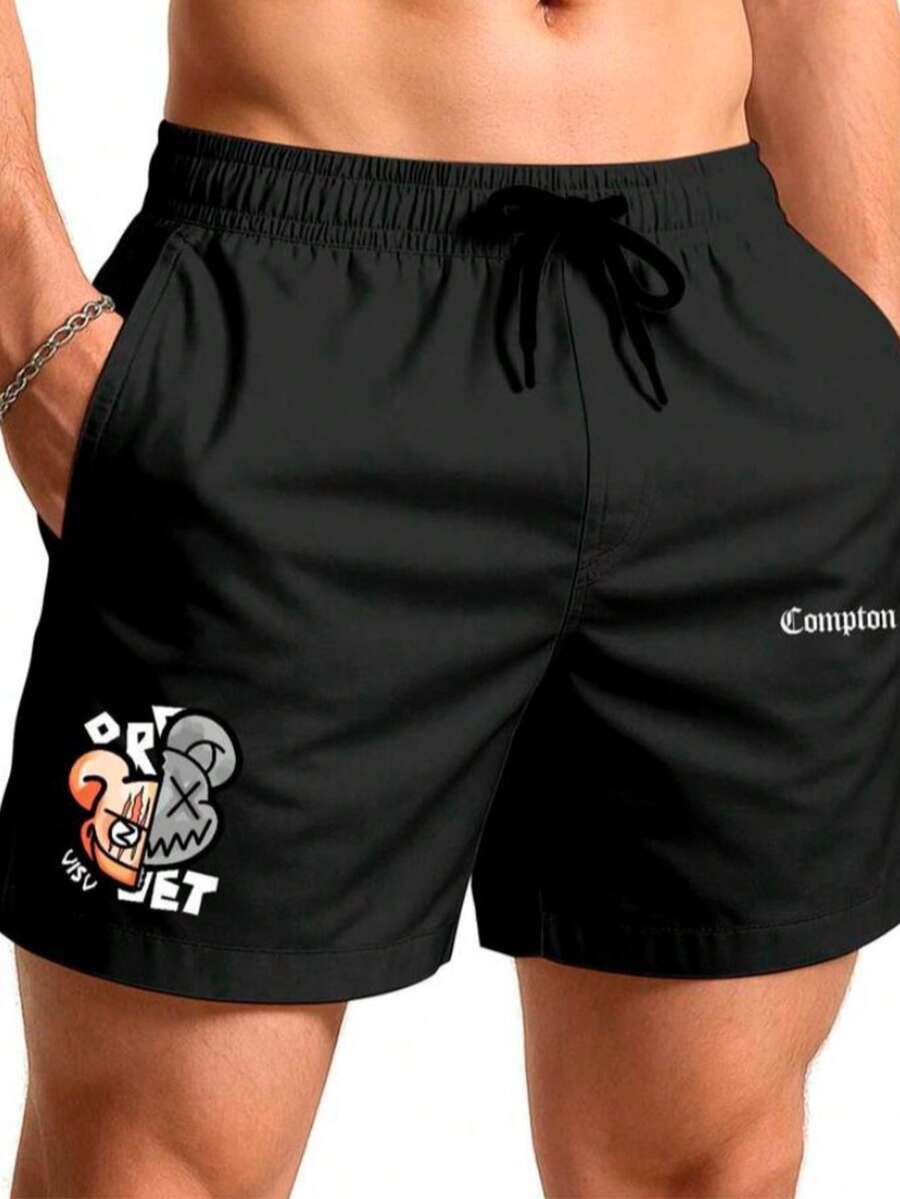 Bermuda Shorts Tactel Mauricinho Beach Training Running Sporty Sport Comfortable Stylish Men's Fashion - 黑色 - 查看 1