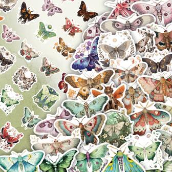 50 张彩色蝴蝶贴纸 - 防水乙烯基贴花，适用于笔记本电脑、水瓶、笔记本、行李箱等 - 可爱美观的 DIY 剪贴簿装饰