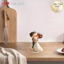 1pc Elegant 2D Rotating Acrylic Bride And Groom Desktop Decor - Ideal For Weddings, Engagements And Anniversaries, Indoor/Outdoor Use, No Power Needed, Wedding Decoration