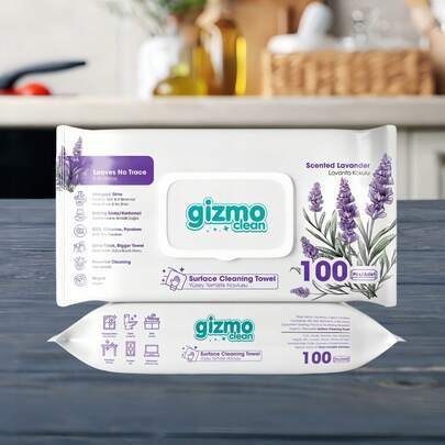 Opakowanie 3 szt./300 chusteczek czyszczących, ściereczki kuchenne, odtłuszczające i usuwające plamy, chusteczki nawilżane do czyszczenia i odtłuszczania - czyszczenie powierzchni - chusteczki o zapachu lawendy - dobre do sprzątania w domu - wygodne - usuwają kurz - nie niszczą mebli - delikatne